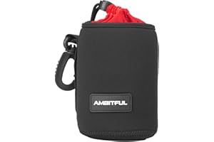 AMBITFUL 75 * 130 mm / 2.95x 5.11 inch S Size Lens Pouch Compatible for Canon, Nikon, Sony, Pentax, Olympus Small Camera Lens Case Bag Thick Protective Neoprene Pouch Soft Plush for DSLR Lens（LP-13