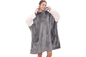 TOMEEK Damska bluza z kapturem Oversize Hot Overwymiarowy koc z kapturem Sherpa zima z podwójnymi kieszeniami, pesymistyczny, jeden rozmiar