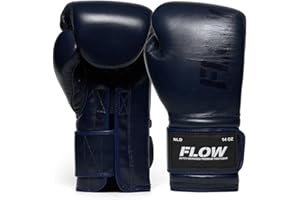 FLOW FIGHTGEAR Flow Challenge Gants de Boxe en Cuir veritable, Sparring et entraînement, Muay Thai, Kick-Boxing, MMA, Arts Martiaux, Hommes et Femmes