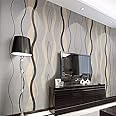 Warmiehomy Non-Woven Wallpaper Modern Wavy Stripe Flocking 3D Wallpapers 53cm x 10m Backdrop Decking for Living Room Bedroom