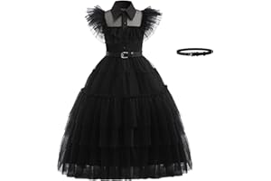 YOGLY Halloween Kostüm Mädchen Cosplay Gothic Vintage Prinzessin Fasching Fest Tanz Kleid mit Gürtel Anzug Verkleidung Karneval Party Maskerade Tüll Ballkleid für Kinder Alter 4-10 Jahre