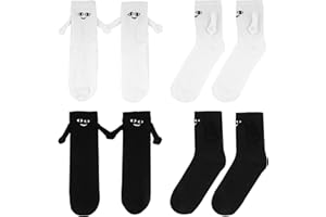 MIYUANGKJ Calcetines magnéticos con manos, 4 calcetines de mano Paa en mano, unisex divertido par sosteniendo las manos calcetines, calcetines magnéticos, calcetines de amistad para pareja, negro y