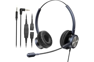 Mairdi Telefon Headset mit 2 5mm Klinke, Dual CallCenter Festnetztelefone Kopfhörer mit Mikrofon Noise Cancelling für Panasonic Cisco SPA Siemens Gigaset Grandstream Polycom DECT Schnurlostelefon