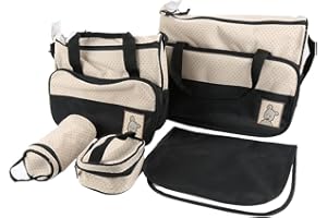YIFAA 5pcs Sacs à Langer Multifonctionnels pour Bébé - Sacs de Voyage Enfant (Noir)