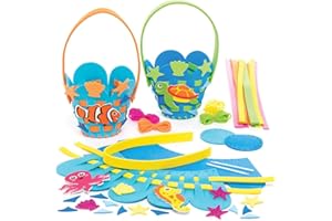 Baker Ross Kits de panier à tisser à thème de la vie marine, Kits créatifs pour des enfants (Paquet de 4)