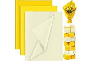 PLULON 60 hojas papel seda amarillo para fiesta cumpleaños girasol, papel regalo para envolver regalos de bricolaje, cumpleaños, Pascua, boda, vacaciones, flor papel, amarillo