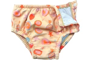 weVSwe Reusable Swim Nappy Baby Girls UPF 50+ Washable Newborn Swimming Diaper Absorbent for Toddlers Swimming Lesson Orange Fruits 0-6 Months
