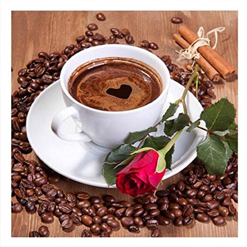 Kaffeetasse Rosen Diamant Stickerei DIY Needlework 5D Gem?lde Kreuz Stich Malerei Dekor 30 * 30CM