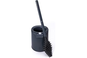 Biom Paris – Brosse WC Innovante Hygiénique sans Poils avec Support – Brosse Toilette Anti-Goutte, Antibactérienne - Balai WC Design, Reste Propre – 100% Fabriqué en France