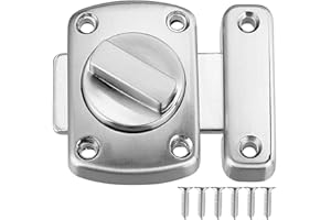 Litensh Pestillo giratorio para puerta de inodoro de baño, cerradura de puerta de acero inoxidable, cerrojo puerta, Cerrojo de Perno, pestillo deslizante de seguridad cepillado, 55mm, plateado