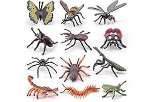 Cricia Sztuczne robaki zabawka, 12 szt. mini realistyczne figurki owadów, zabawki plastikowe robaki zestaw figurek – biedronka pszczoła motyl pająk skorpion – dla dzieci