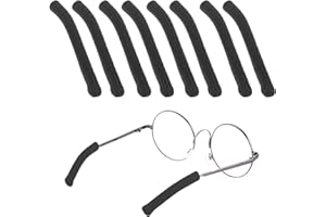 GIKPAX 8 Pieces Eyeglass Ear Pads, Soft Glasses Ear Pads, Non-Slip Glasses Arm Covers, Cotton Eyeglass Temple Tips Behind Ear, Eyeglass Arm Sleeve for Eyeglasses, Sunglasses (Black), black