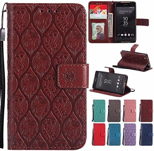 Laybomo Sony Xperia Z5 Compact / Z5 Mini Cover Case, PU Leather Wallet Holster [Photo Frame] Stand Function Magnet Protection Folio Flip Soft TPU Case for Sony Z5 Compact, Classic Stripes (Brown)
