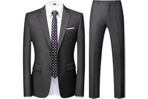 KUDORO Costume Homme 2 pièces Slim Fit Smoking Simple Poitrine à Deux Boutons, Men Suits 2 Piece pour Mariage Business Fête Confort Elégant Blazer Veste et Pantalon