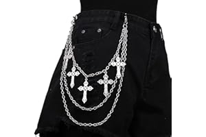 Calkkrer Schwarze Hip Hop Hosenkette, Gothic Punk Hose Kette, Jeanskette Hose Kette, Emo Accessoires, Skelett Kette, Punk Schlüsselanhänger, Freie Größe