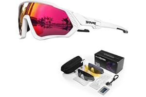 KAPVOE Gafas de Ciclismo Polarizadas con 1 Lente O 5 Lentes Intercambiables TR90 Gafas de Sol Deportivas Mujeres Hombres K9408