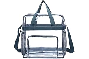 MINZHI Borsa trasparente da 30 x 30 x 15 cm, borsa per il pranzo trasparente, borsa per cosmetici in PVC, adatta per stadi, centri commerciali, palestre, ecc., grigio.