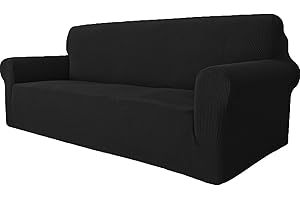 ‎YSTYLE Ystyle Sofa überzug 3 Sitzer Mit Armlehne, Stretch Sofabezug rutschfest, Modern Sofa Cover Für Hunde Haustiere, Atmungsaktiv Couch überzug Mit Elastic Bottom, Schwarz