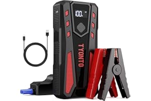 TYONTO Starthilfe Powerbank, 3000A Spitzstrom, Auto Starthilfe Powerbank, Jump Starter für 7,0L Benzin Oder 5,5L Diesel, Starter Powerbank mit LED Taschenlampe für 12V-Fahrzeuge SUV Motorrad ATV Rasenmäher