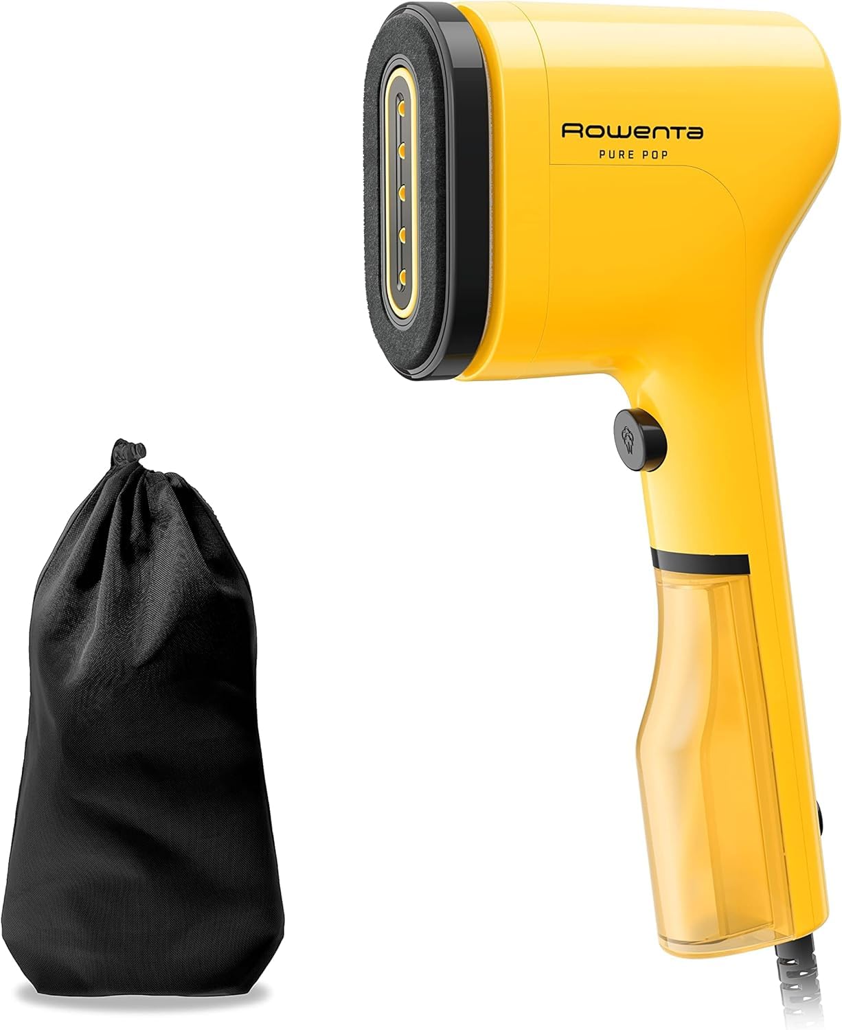 Rowenta Pure Pop - Cepillo de vapor de 1300 W con salida de vapor de hasta 20 gr/min que plancha y purifica, elimina pelusas y pelo, cabezales reversibles, diseño para viaje, color amarillo, DR2026 - 1