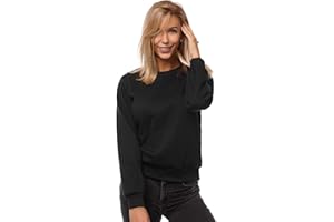 OZONEE Women's Sweatshirt Pullover, Long Sleeve, Colour Variations, Oversized Long Sleeve Shirt Jumper without Hood, Cotton Blend, Classic, Basic, Crew Neck, Sport, JS/W01