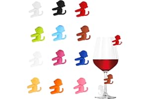 CATOR 12 PCS Marque Verre à vin, Singe Marqueurs de Verre à Vin en Silicone Marque, Identifiants pour Verres de Réception, Accessoires pour le Vin, Idéaux pour la vie Quotidienne et les Fêtes (Multicolore)