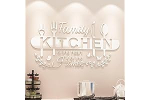 HEJIAGONGSI Adesivi murali - Decorazioni 3D per cucina fai da te per pareti - Arte da parete in acrilico - Decorazioni per sala da pranzo - Argento, 35 x 70 cm