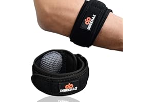 INDEEMAX Ellenbogenbandage, Einstellbare Tennisarm-Bandage für Herren Damen, Ellbogen-Bandage für Epicondylitis Spange, Sehnenentzündung, Unterarm Schmerzen, Golferarm, Sport, Krafts - Schwarz, 1 Pack