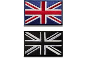 Zcketo 2 St. Britische Union England-Flagge Emblem Grossbritannien UK Gestickt Verschluss Aufnäher für Kleidung Taschen Rucksack Uniform Weste Hundegeschirr Militär Taktisch Draussen Jersey