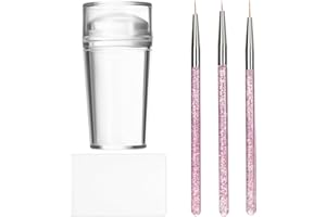 ARCJUNYS Nagelstempel Nail Stamp Klare Silikon French Nails Stempel French Nail Art Stamper Kit Nail Stamper Nagel Stempel mit Schaber Nagel Pinsel für Französische Maniküre Home DIY Nail 5 Stück