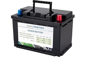 KCVOLRO Batería LiFePO4 de 12 V 100 Ah de ciclo profundo de litio-fosfato con BMS para autocaravanas, carritos de golf marinos solares, suministro de energía, emergencia, serie de apoyo y paralelo