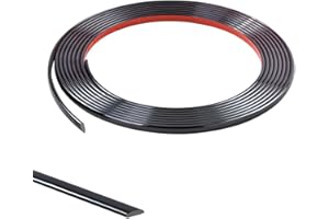 ZAYEJOD 5M Moulure Décorative Autoadhésive Bord de Papier Peint Carrelage Miroir Mur Plafond Armoire Baguette de Finition PVC Bandes de Calfeutrage Bande Décoration Murale,8mm Noir