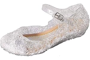 YouKD Girl's Princess Cosplay Shoes Dress Up Shoes Crystal Sandals Jelly Shoes for Halloween Carnival Birthday Party Fits Kids 2-13 Years