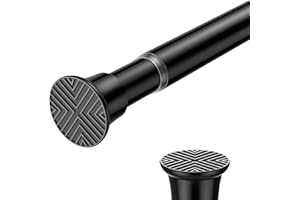 Zipglo 1pc Tension Rods for Curtains 38-96cm, Black Extendable Curtain Rods，Small Door Curtain Pole Telescopic Curtain Rod No Drill Adjustable Curtain Pole for Curtains, Doorway, Wardrobe