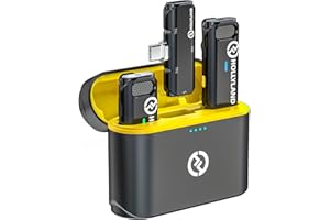 HOLLYVIEW Hollyland Lark C1 Bezprzewodowy mikrofon krawatowy do telefonu z Android, Plug&Play 650FT 8H Nagrywanie vloga mikrofon w klapie na YouTube Wywiad na Podcast na Instagramie, 2TX&1RX+skrzynka ładująca)