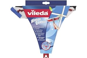 Vileda Profi Fensterwischer 2in1, Fensterabzieher und Einwascher mit Mikrofaserbezug, Fensterputzer für streifenfreie Fenster