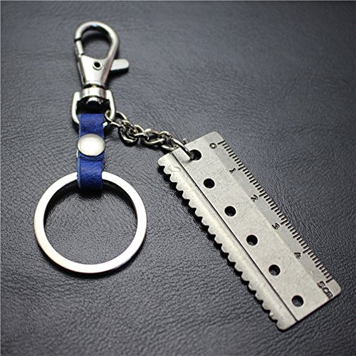 Preisvergleich Produktbild DollylaStore Schlüsselanhänger Schlüsselanhänger 5cm Silber Herrscher Anhänger Legierung PU Leder Schlüsselanhänger Geldbörse Handtasche Keychain Geschenk (Blau)