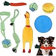 NeoStyle (7 PCS) Dog Puppy Toys Set,Puppy Chew Toys for Fun and Teeth Cleaning,Interactive Dog Rope Toys,Flying Disc,Dog Squeak Toy for Small Medium and Large Dog (7 PCS)