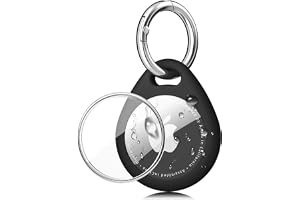 360° Protective AirTag Holder, [Fit Tightly Design] [Easy to Install] [Hold Air Tag Securely] Waterproof TPU Shell Case for Key, Bag, Luggage, Pet Collar (Black)