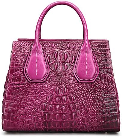 Jsix Womens Ladies Genuine Leather Crocodile Embossed Handbag Shoulder Bag Tote (purple)