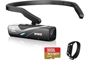 Caméscope ORDRO EP8 4k 60fps Vlog Caméra Vidéo Portable Sans Tête Caméra WIFI 1080p 60fps, Prise en Charge de la Charge Rapide avec Capteur Gimbal 2.0 et 1/2.8 '', Télécommande et Carte Micro SD 64 Go
