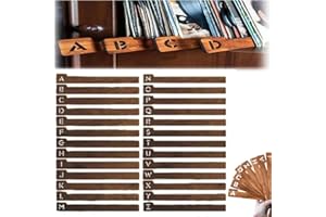 QSNAILFRR Divisori per Dischi in Vinile in Legno - 26 Guide Organizer Alfabetiche dalla A alla Z - Separatore per Album e Libri