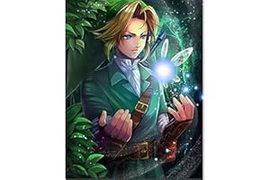 PEBOO Diamond Painting by Numbers Kits DIY 5D Full Drill La leyenda de Zelda Large Paste Crystal Rhinestone Adults Kids Handmade Embroidery Diamond Art Craft for Home Wall Decor 30x40cm W4926