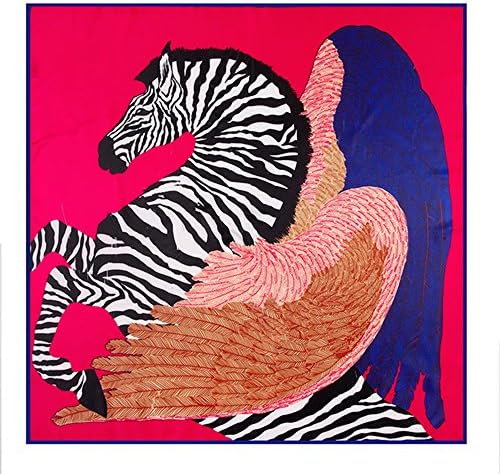 100% Twill Silk Scarves For Women New Arrival Big Square Scarf Zebra Horse and Feather Printed kerchief Red