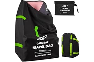 AKOFIC Car Seat Travel Bag for Airplane, Portable Car Seat Bag with Shoulder Strap, Water-Resistance Gate Check Bags Fits All Baby Infant Carriers & Booster & Convertible, Baby Air Travel Essentials