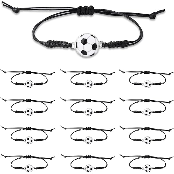 12 Braccialetti Regolabili Per Calcio – Con Palline In Resina