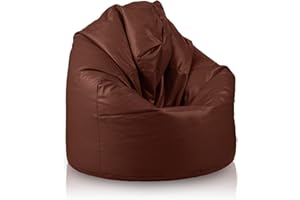Bepouf - Pouf a Sacco Morbido in Ecopelle con Imbottitura in Palline di Polistirolo, Poltrona a Sacco Adatta per Camera e Salotto - Dimensione Mega 135x85, Colore Marrone Scuro