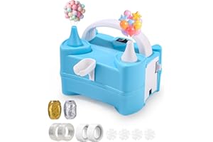 KIXOLO Inflador Globos Electrico,400W Bomba Eléctrica para Globos Inflador de Globo de Aire Eléctrica con Doble Boquilla,Portátil 2 Modos de Trabajo,Multiusos para Decoración Fiestas Cumpleaños Bodas