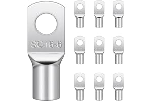 10 Stück Rohrkabelschuh M6, Hanibos Kabelschuhe 16mm² Unisolierte SC Ringkabelschuh erzinnte Kupfer Rohrkabelschuhe für Batteriekabel Kfz Verteilerkästen