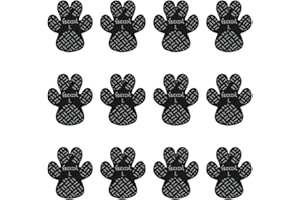 WIRZUL Confezione da 12 cuscinetti antiscivolo per zampe di cane per una trazione controllata, calzini antiscivolo in gel autoadesivi, adesivi per scarpe, calzini antiscivolo per cani e gatti (nero)